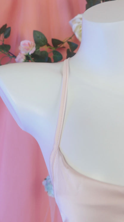 Light Pink Satin Cross - Strap Nightdress (Pink)